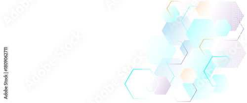 Geometric abstract background with soft colorful hexagons. Computer network concept. Medical, technology or science design