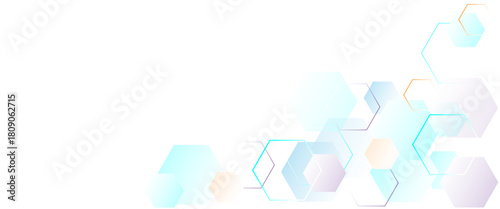 Geometric abstract background with soft colorful hexagons. Computer network concept. Medical, technology or science design
