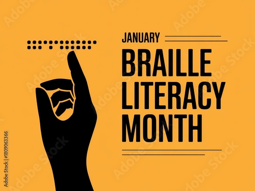 Celebrating braille literacy month in january with a raised finger pointing to braille dots