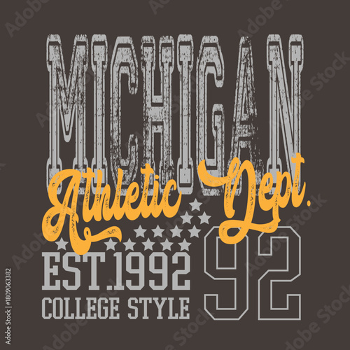 Retro typography university united states state vintage slogan print, 
highlighted grunge texture for graphic t-shirt or sweatshirt hoodie - Vector