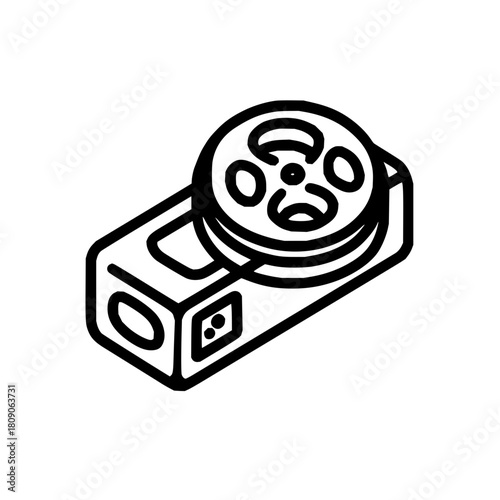 Vintage film reel projector icon vector illustration for movie and cinema related graphic design projects