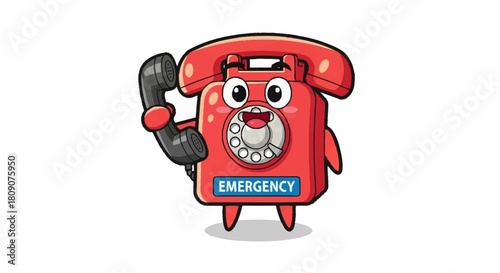 Urgent cartoon emergency phone character ready to help, a fun concept for safety campaigns and children's stories needing a quick response