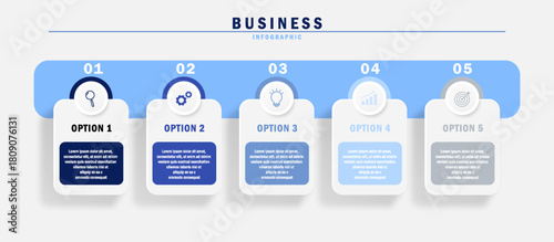  5 Steps business data visualization timeline process infographic template design with icons