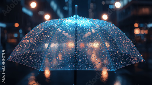 Wallpaper Mural 濡れた街に浮かぶ透明な光の傘 Torontodigital.ca