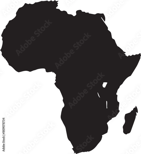 Black silhouette of the continent of africa on white background