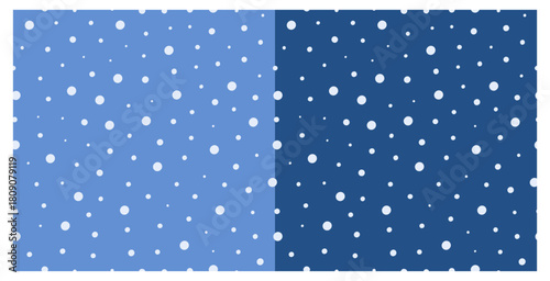 Winter New Year's Christmas pattern. Snowfall. A set of simple snow backgrounds. Seamless, repeating background for holiday packaging and wallpaper decor.