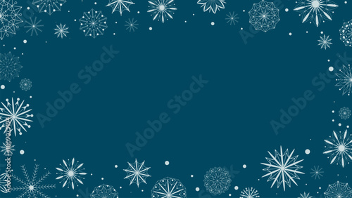 Vertical banner template with border of snowflakes and snow. Blank template for winter flyer, greeting card or invitation. Vector graphic