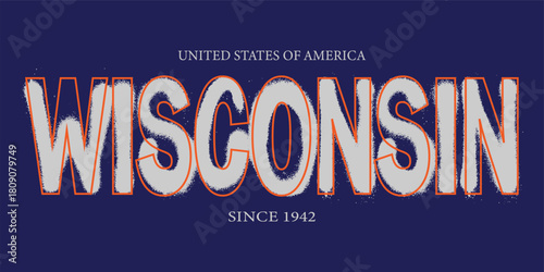 Retro typography university united states state vintage slogan print, 
highlighted grunge texture for graphic t-shirt or sweatshirt hoodie - Vector