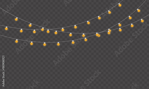 Realistic glowing string lights for festive decoration.