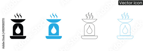 Aromatherapy diffuser icon set for promoting relaxation and wellness. Ideal for spa promotions, meditation guides, and natural healing content. Calming graphic elements.