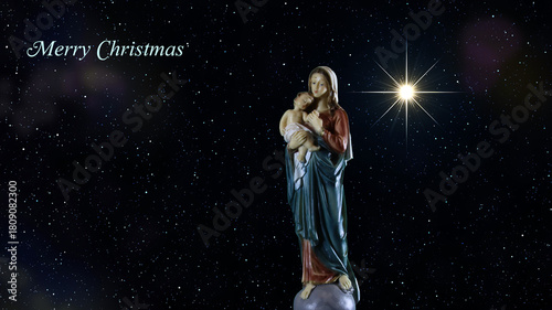 Starry Night Mother and Child
Holy mother with child beneath a glowing divine star.
