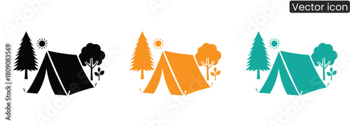 Dreaming of a camping trip? Use this vibrant icon to promote outdoor activities, inspire adventure, and highlight the beauty of nature. Perfect for branding!