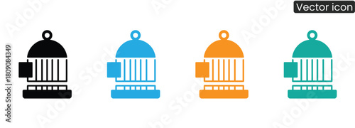 Charming birdcage icons in multiple colors offer a clean, minimalist design, perfect for pet stores or conservation efforts. Showcase avian care and protection.