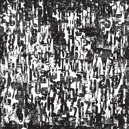 Abstract seamless pattern consisting of font. Vector background with capital English Latin letters and unreadable text. Wallpaper, wrapping paper, t-shirt design, fabric, textile. No ai