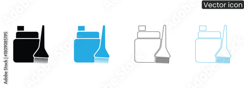 Modern hair dye bottle and brush perfect for salon branding and design elements. Vibrant and professional look for beauty and aesthetic projects.