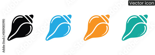 Vibrant seashell illustrations in multiple colors add a touch of summer to your designs. Perfect for coastal themes and nautical projects, clean and modern style.