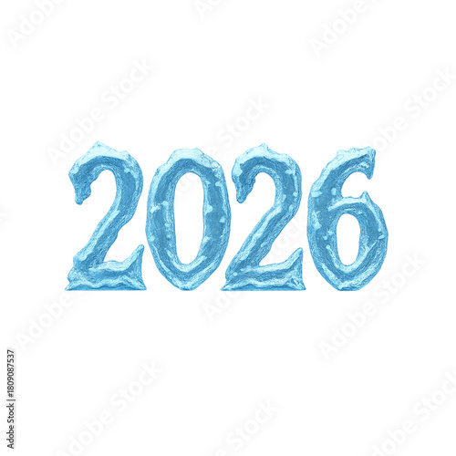 Frosted ice numbers 2026 on black background