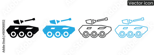 Tank icons in vector format are ideal for illustrating military and strategic themes. Versatile for game assets or educational content, offering clear graphics.