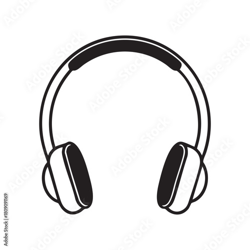 Isolated stereo audio headphones on a white background for music technology and sound equipment