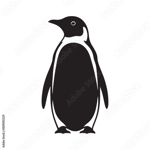Simple black and white penguin illustration on a white background