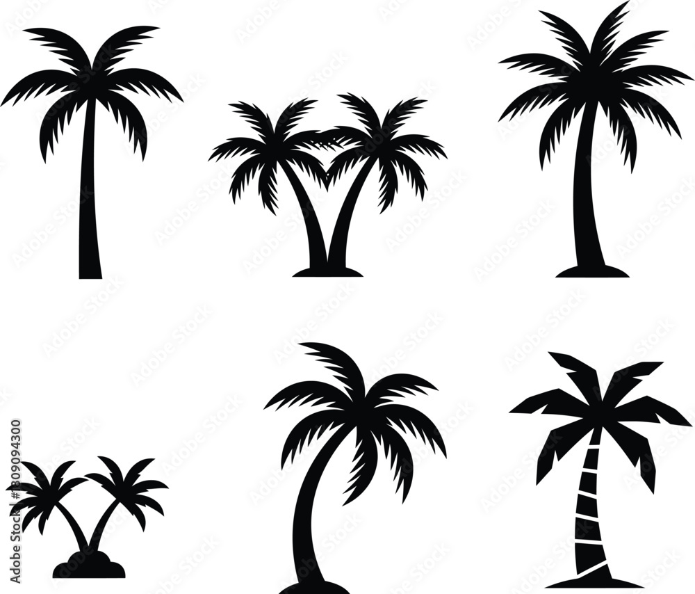 Fototapeta premium This is silhouettes of stylized palm trees!
