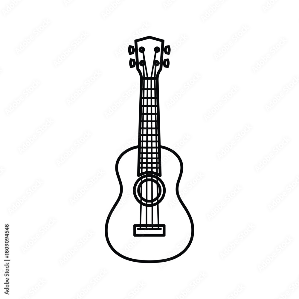 Naklejka premium Simple outline of a ukulele isolated on in vector format
