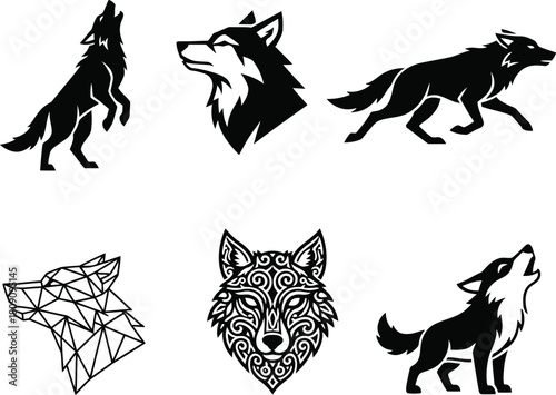 This is silhouettes of stylized wolves!