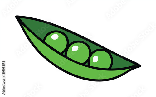 Green garden peas in natural pods vegetable isolated vector illustration on white background