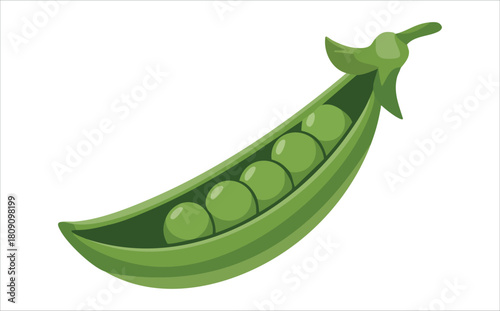 Fresh green pea pods with seeds vegetable isolated vector illustration on white background