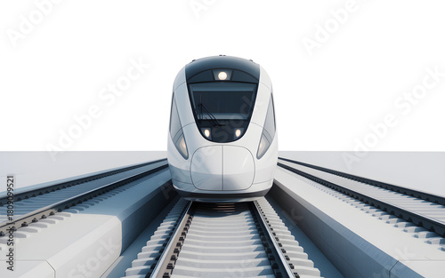 Modern high speed train isolated on black background front view