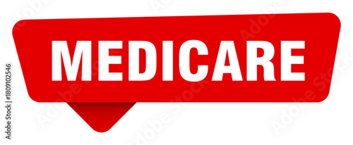 medicare red sticker isolated on transpatent background. medicare sign