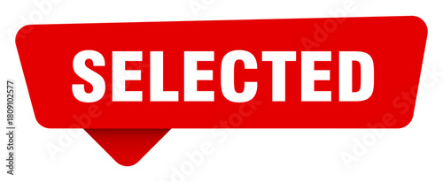 selected red sticker isolated on transpatent background. selected sign