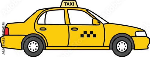 Bright yellow taxi cab illustration isolated on a clean white background design