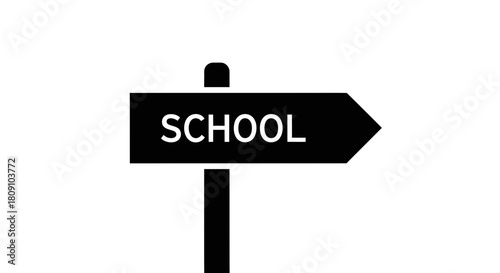 School Direction Sign Arrow Icon Vector Silhouette