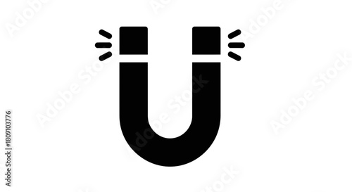 Horseshoe Magnet Attraction Force Vector Icon