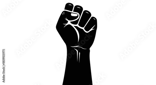 Raised Clenched Fist Strength Symbol Vector Icon