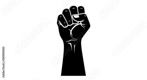 Raised Clenched Fist Strength Symbol Vector Icon