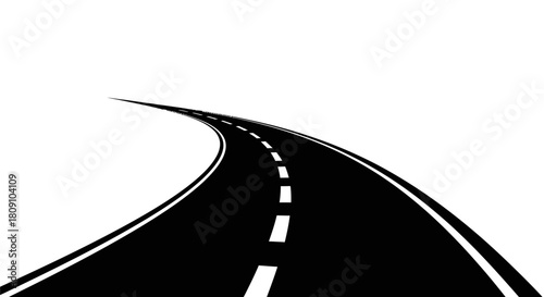 Winding Asphalt Road Curve Vector Illustration