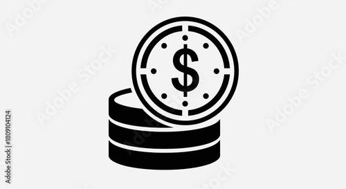 Stacked Dollar Coins Money Vector Icon