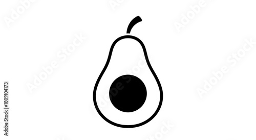 Minimalist Half Avocado Line Art Icon Vector Illustration