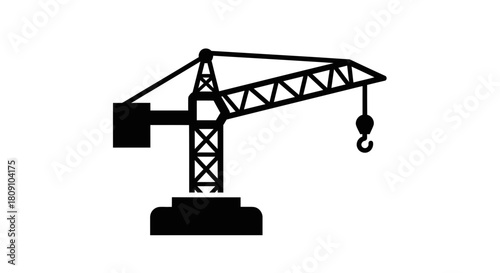 Tower Crane Construction Machinery Silhouette Icon Vector