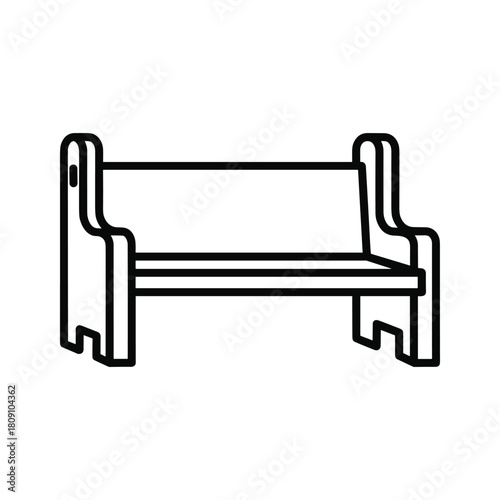 Simple line art icon of a park bench or outdoor seating furniture