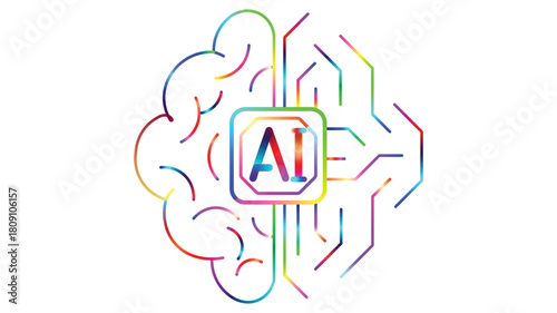 Modern AI technology concept showcasing artificial intelligence with brain and circuit design for innovative tech and future possibilities.
