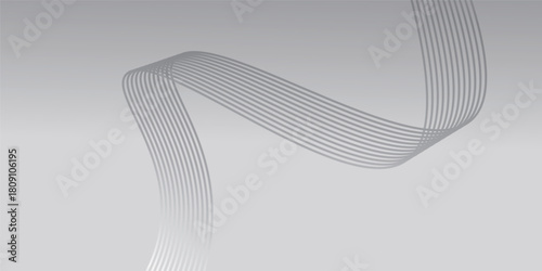 3D rendering of a metallic silver structure with smooth curves and lines
