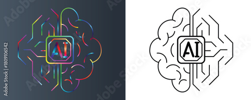 Modern AI technology concept showcasing artificial intelligence with brain and circuit design for innovative tech and future possibilities.