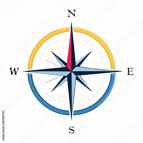 Stylized Compass Rose Illustration Navigation and Direction Guide