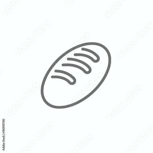A minimalist bread loaf outline icon. This simple linear graphic symbol represents bakery goods, food, or carbohydrates for user interface design