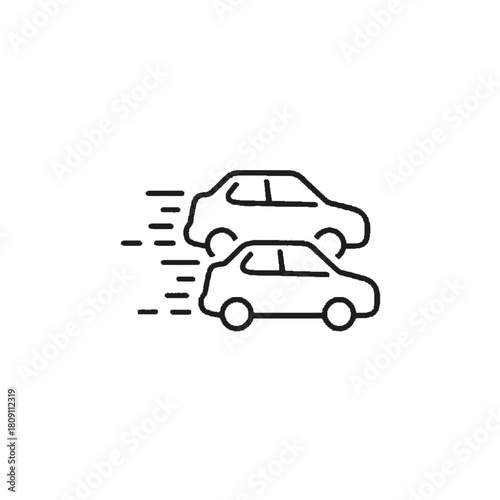 Racing Cars Icon Vector Illustration of Speeding Vehicles