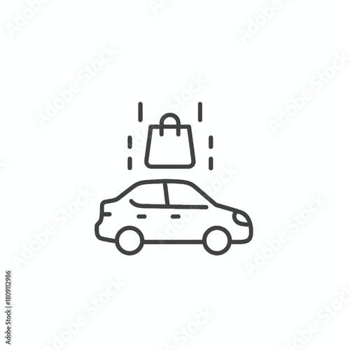 Shopping Delivery Car Icon Streamlined Car with Shopping Bag for Quick Deliveries