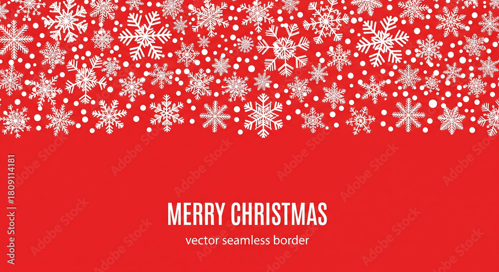 Fototapeta premium Christmas seamless border with snowflakes